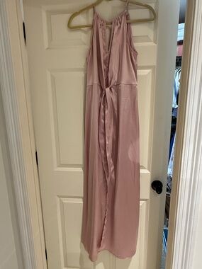 SHEIN Mauve Pink Satin Halter Maxi Dress